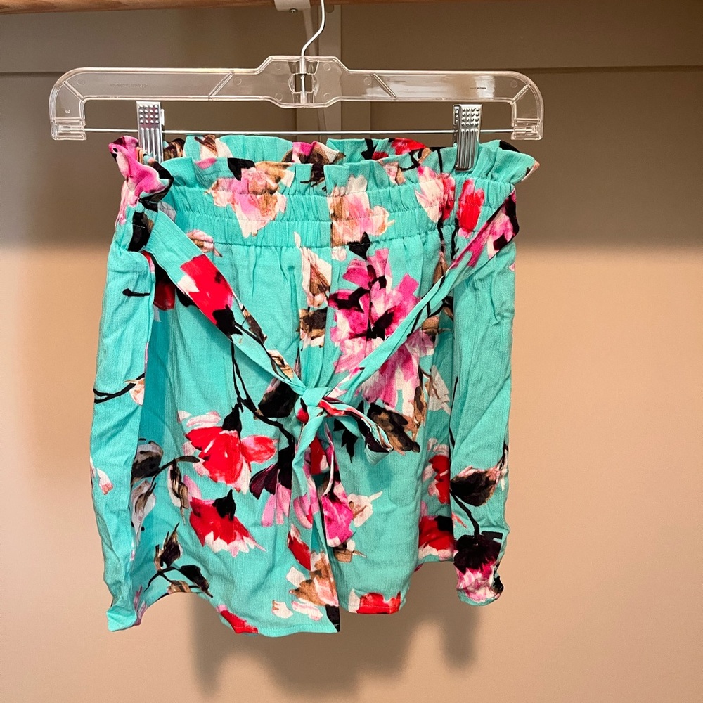 Staccato Blue and Pink Skorts with Wrap-Style Design